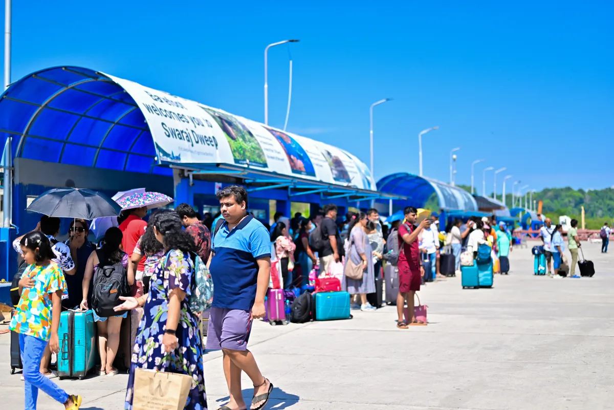 Government and private ferries depart from Haddo Jetty in Port Blair Passengers boarding ferry at Haddo Jetty Andaman Islands