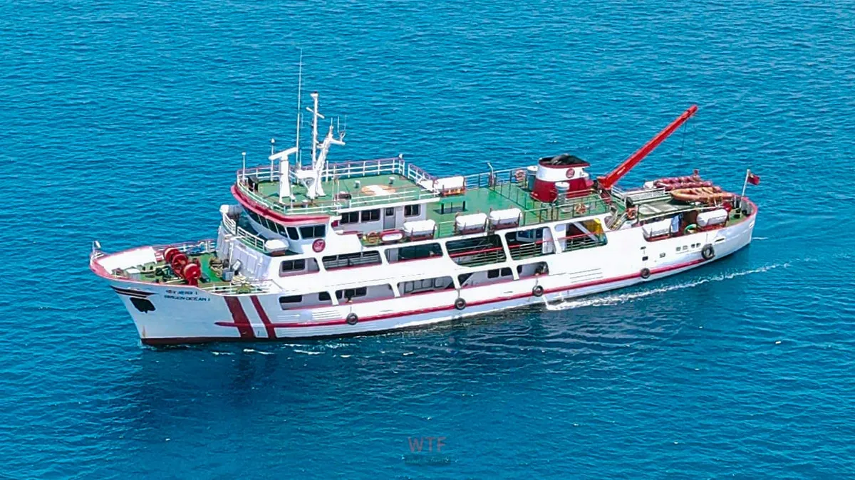 Green Ocean 1 open deck — the only private ferry with outdoor access Green Ocean 1 open deck with passengers enjoying views