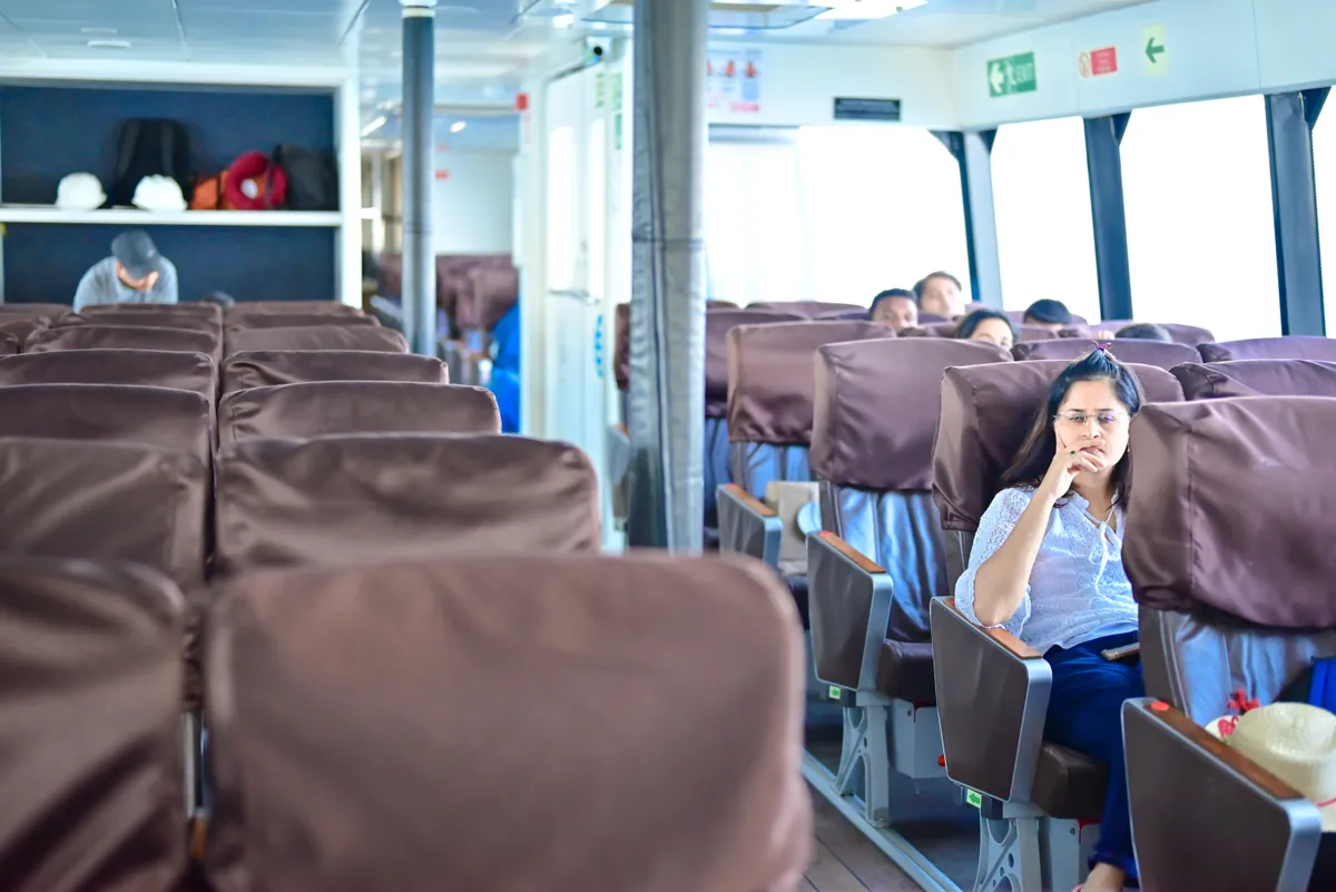 ITT Majestic Silver class — standard aircraft-style seating with full-length panoramic windows ITT Majestic Silver class seating with panoramic windows