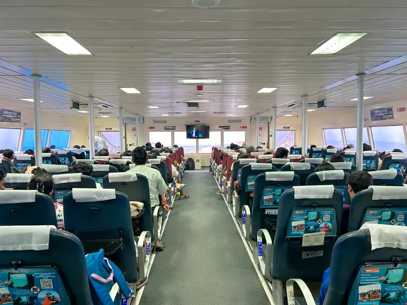 Lower deck Premium seating with large panoramic tinted windows Makruzz premium class seating area with panoramic tinted windows