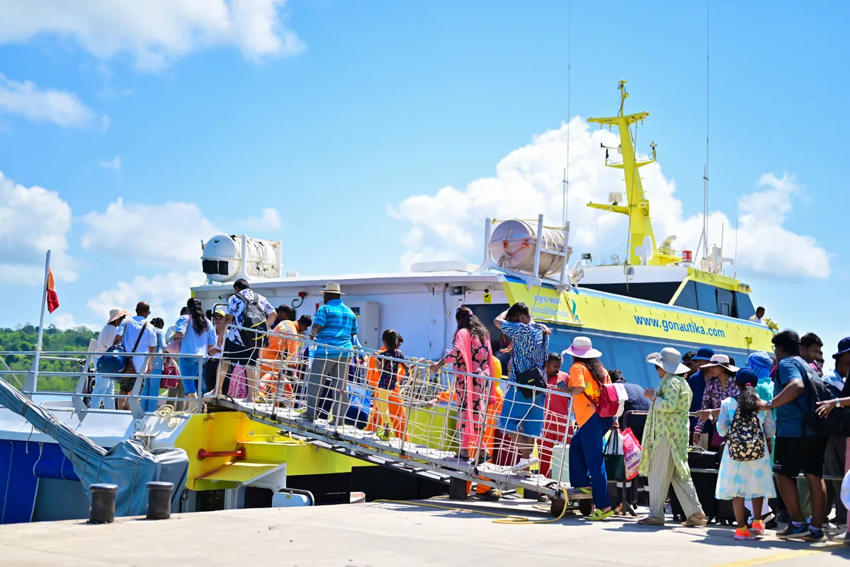 Nautika docked at Haddo Jetty — boarding starts 30 minutes before departure Nautika ferry docked at Haddo Jetty Port Blair